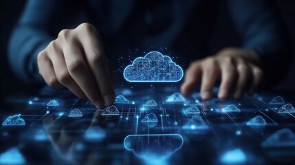Poster - Businessman Working with Cloud Computing Diagram