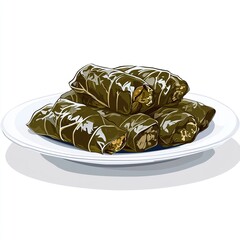 Poster - A plate of stuffed grape leaves, a popular Mediterranean dish.