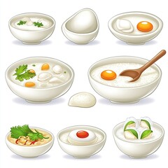 Poster - A variety of bowls containing different types of food, including eggs and rice dishes.