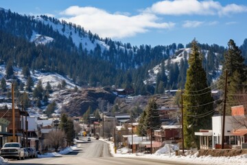 Canvas Print - American town mountain outdoors village.