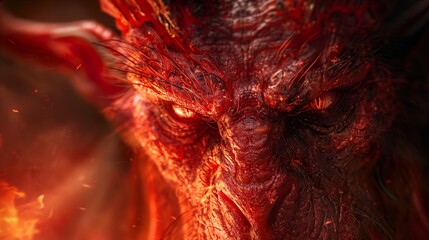 Poster - Fiery Demon Close Up: A Terrifying Look into the Eyes of Hell