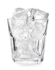 Canvas Print - One glass with ice for refreshing drink isolated on white