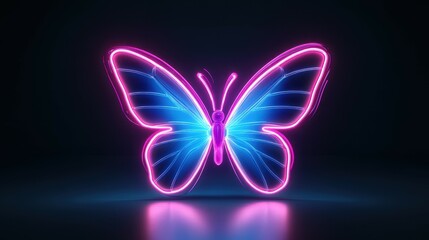 Poster - Neon butterfly glowing in the dark.
