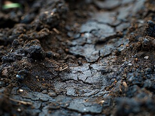 Poster - Close-Up Texture of Dry Cracked Soil