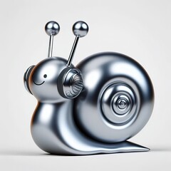 Wall Mural - a cute and hip silver shinny metallic futuristic snail