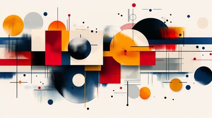 Poster - Colorful abstract composition featuring geometric shapes and patterns in modern art style