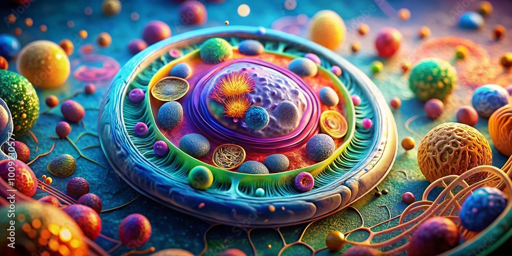 Detailed Illustration of an Animal Cell Structure with Labeled ...