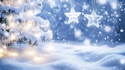 Sticker - Winter snowy landscape background for christmas or new year holidays 