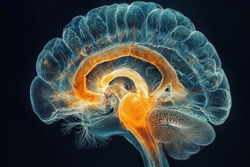 Poster - A detailed image of a human brain, highlighting its intricate structure.