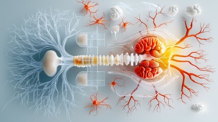 Poster - Illustration of the nervous system and brain.