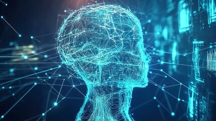 Aufkleber - Digital backdround ideal for technological operations, neural networks, AI, data transmission and encryption, digital archives, audio and visual representations, scientific research  