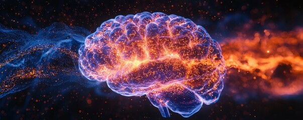 Poster - A glowing, fiery brain, pulsating with energy.