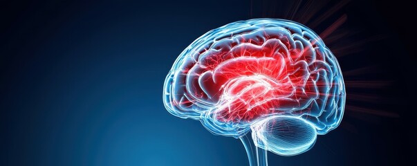 Poster - X-ray image of a human brain with a highlighted area.
