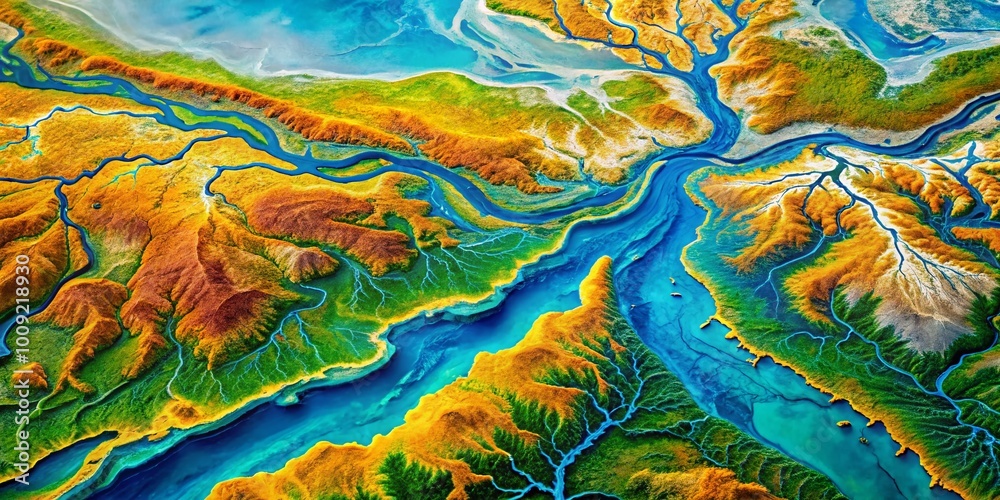 Detailed Topographical Map of the Ganges River Delta Featuring ...