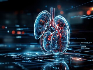 Poster - 3D digital rendering of a human kidney.