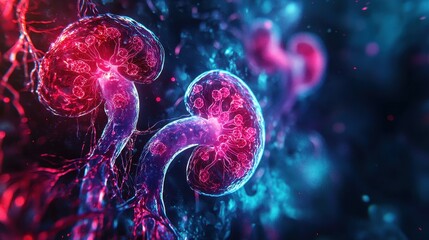 Poster - Abstract image of glowing, vibrant kidney.