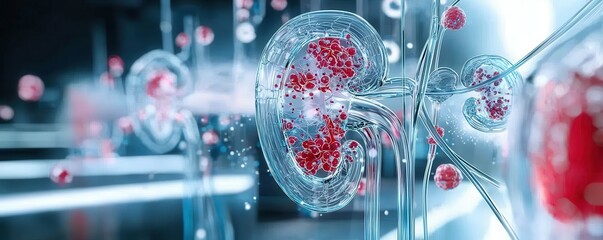 Poster - Close-up of a digital rendering of a human kidney.