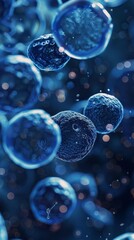 Poster - A close up of blue spheres with a blurry background