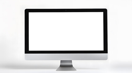 Poster - Personal computer mockup in front with empty screen on white background