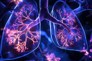 Poster - A detailed 3D rendering of human lungs, showcasing the intricate network of bronchi and alveoli.