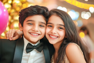 happy indian girl and boy smilling together