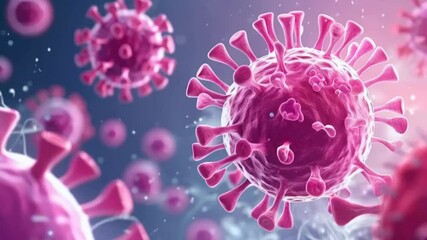 Poster - Microscopic view of pink coronavirus.