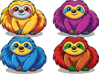 Wall Mural - Funny sloth clipart vector