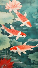 Poster - Fish koi animal carp.