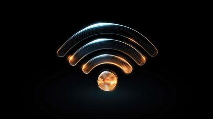 Poster - Abstract Wi-Fi symbol with glowing lines, set against a sleek dark background, perfect for technology concepts