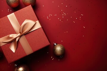 Canvas Print - Gift christmas paper red.  Image by rawpixel.