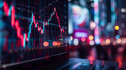 Poster - stock market business data graphs display on laptop screen, data analysis graph 