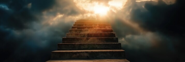 Wall Mural - Heavenly stairway to tranquility: enchanting skyward journey banner