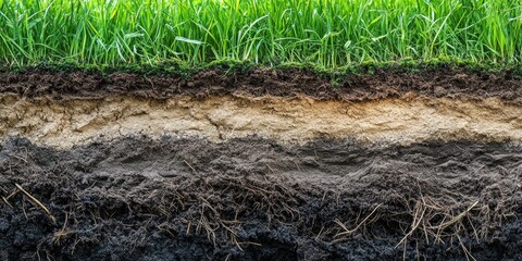 Poster - A patch of dirt with grass growing out, suitable for outdoor or nature-themed designs
