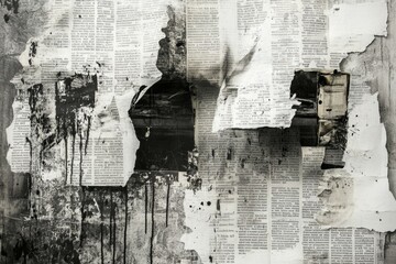Aufkleber - A close-up of a torn newspaper with white pages visible
