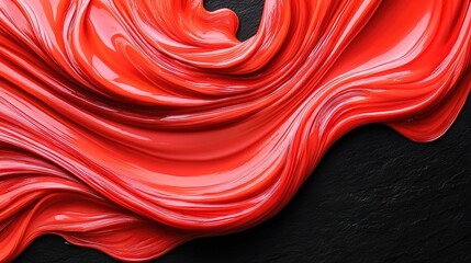 Wall Mural -   Black background with red swirls x3