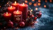 © Emiliia - Celebrate Christmas with festive red candles, twinkling lights, and holiday decorations on display