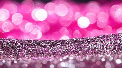 Wall Mural -  Pink and silver glitter background with a blurred image of pink and silver, and another with pink and white