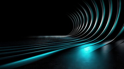 Wall Mural -   A dark, blue tunnel leads to a light at the end