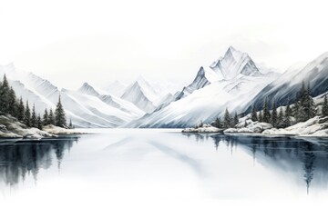 Canvas Print - Mountain snow landscape panoramic.