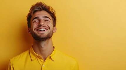 Poster - Portrait of a happy handsome man in a shirt with laughing