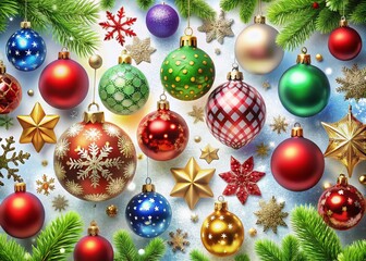 Poster - Festive Christmas Clip Art Collection Featuring Ornaments, Snowflakes, Trees, and Holiday Symbols