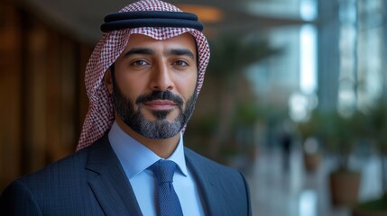 Poster - Arab Office Concept Muslim Businessman Celebrate Successful Holds Meeting Presentation