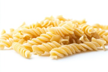 Poster - A stack of cooked pasta on a clean white surface, ready for serving or decoration