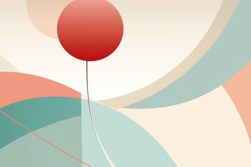Poster - Minimalist composition with geometric shapes in soft pastel colors  circles, diamonds, and triangles