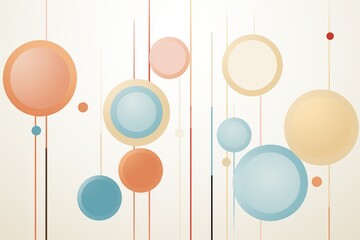 Poster - Minimalist composition with geometric shapes in pastel colors  circles, diamonds, and triangles
