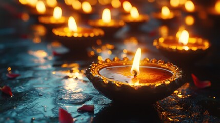 Poster - Group of candles placed on a table, providing warm and cozy light