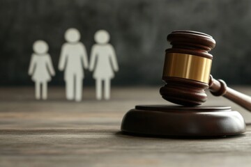 Poster - A wooden gavel resting on a wooden table, simple and straightforward