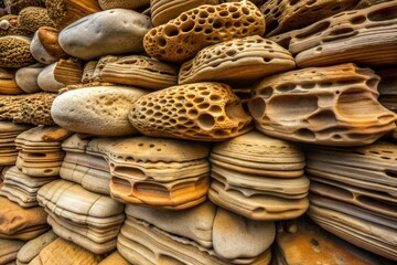 Poster - Intricate patterns of eroded sandstone formations in close-up