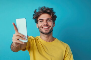 Poster - A person posing for a self-portrait in a bright yellow top, possibly for social media or personal use