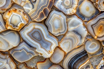 Wall Mural - Intricate patterns of agate slices in close-up display